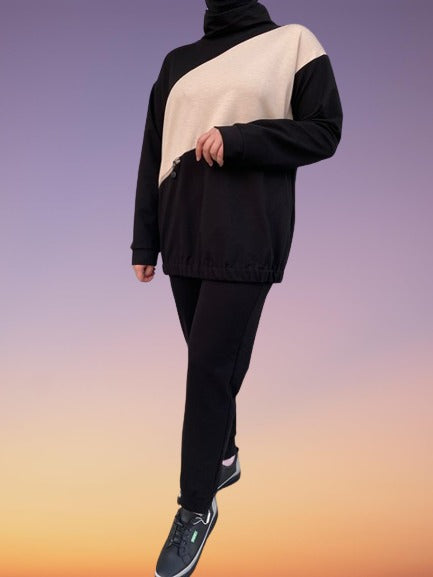 Oversized Black Sweatshirt and Joggers Set