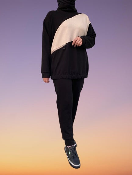 Oversized Black Sweatshirt and Joggers Set – Your Modesty