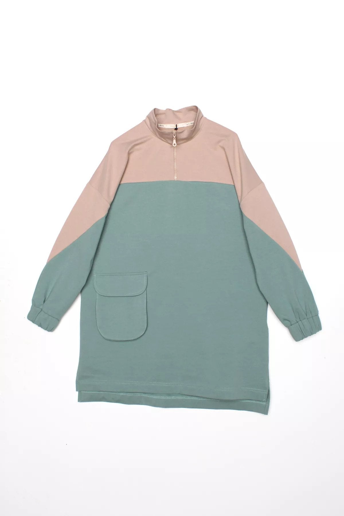 Half Zip Drop Shoulder Standing Collar Oversized Sweatshirt