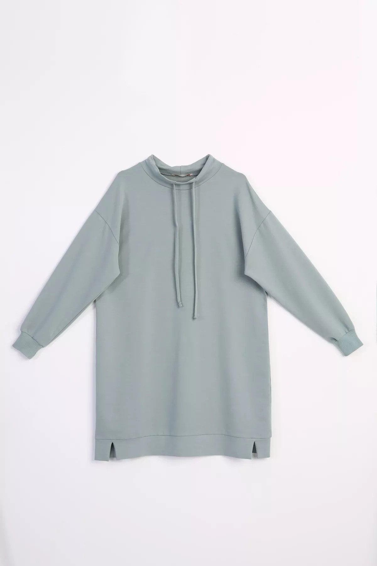 Oversized Long Sweatshirt with Standing Collar