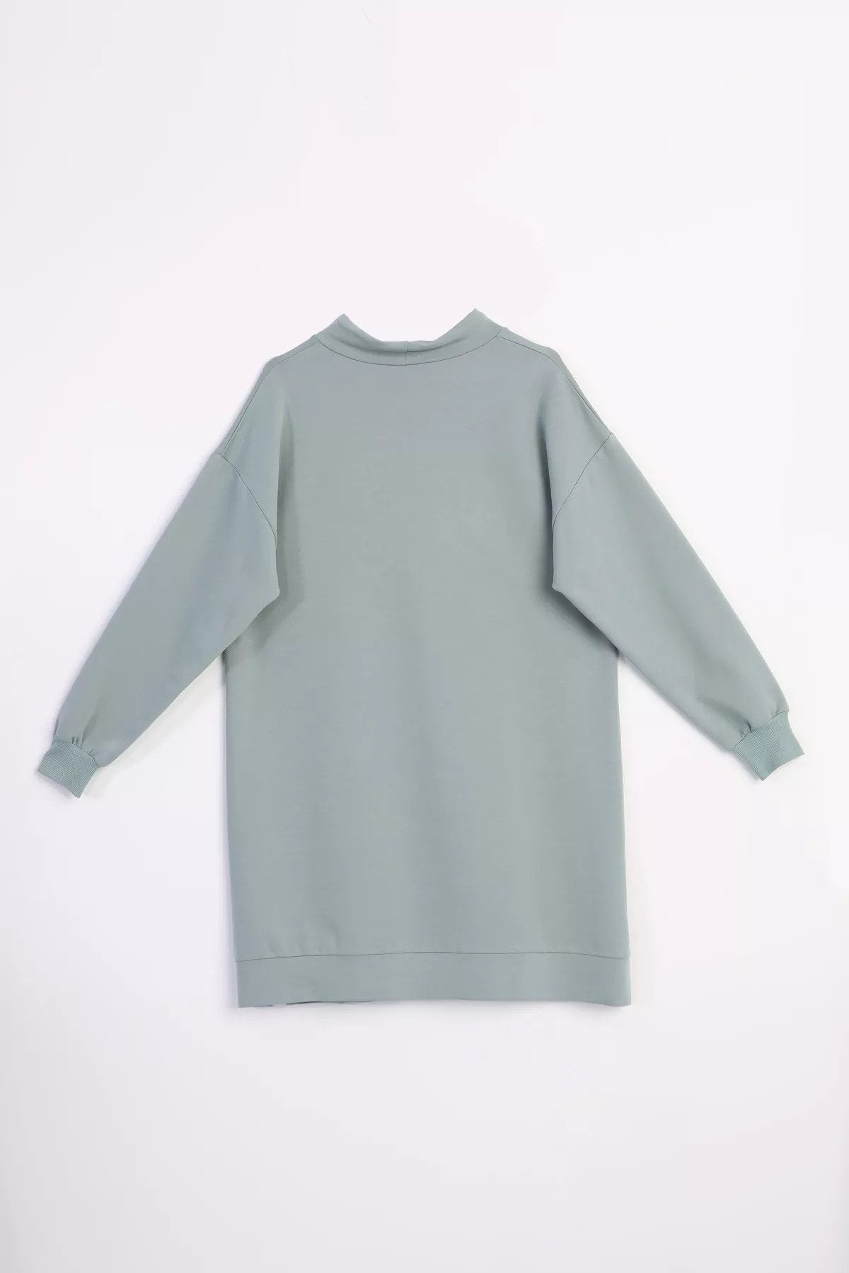 Oversized Long Sweatshirt with Standing Collar